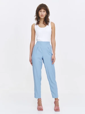 Błękitne spodnie z prostą nogawką w kant Top Secret