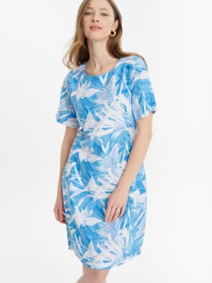 Błękitno-biała sukienka z domieszką lnu Greenpoint