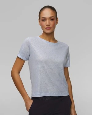 Błękitny Lniany T-shirt Damski Sportalm
