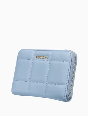 Błękitny portfel damski z ozdobnymi przeszyciami Puccini