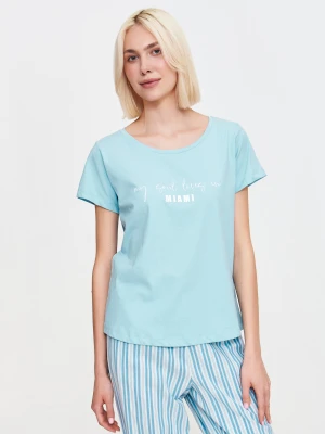 Błękitny t-shirt z napisem Top Secret