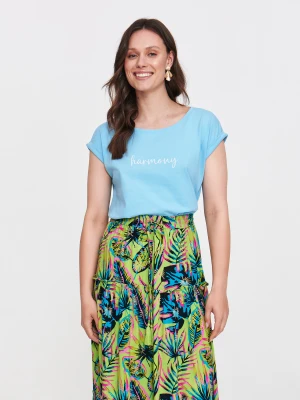 Błękitny top z napisem Top Secret