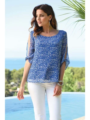 Bleu d'Azur Bluzka "Aveiro" w kolorze niebiesko-białym rozmiar: 44
