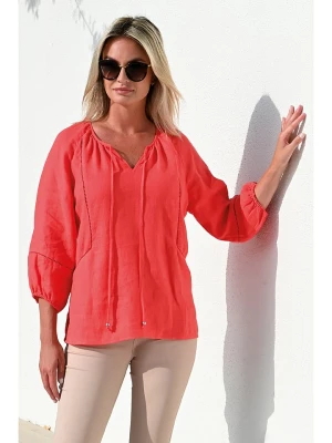 Bleu d'Azur Lniana bluzka "Shanti" w kolorze koralowym rozmiar: 40/42