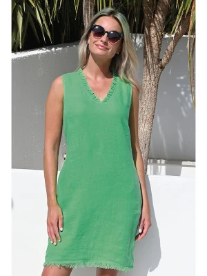 Bleu d'Azur Lniana sukienka "Vanna" w kolorze zielonym rozmiar: 38