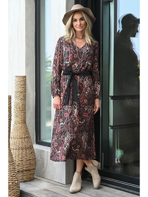 Bleu d'Azur Sukienka "Jemi" w kolorze antracytowo-czerwonym rozmiar: 38