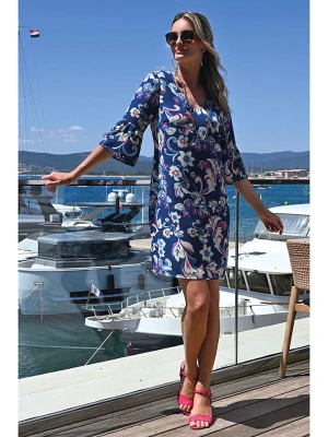 Bleu d'Azur Sukienka "Zita" w kolorze niebiesko-białym rozmiar: 48