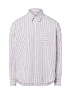 BLKVIS Męska koszula casual Mężczyźni Regular Fit Bawełna brązowy|biały w paski,