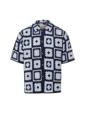 BLKVIS Męska koszula casual Mężczyźni Regular Fit Bawełna niebieski wzorzysty,