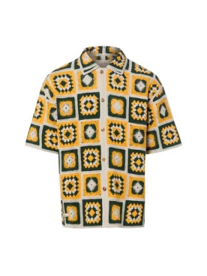 BLKVIS Męska koszula casual Mężczyźni Regular Fit Bawełna żółty wzorzysty,