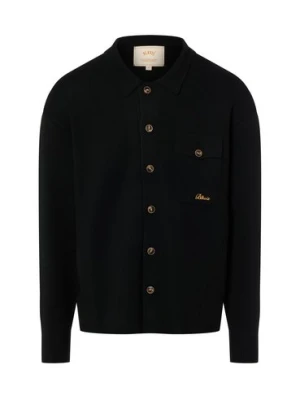 BLKVIS Męska wełniana koszula z dzianiny Mężczyźni Regular Fit Wełna czarny jednolity,