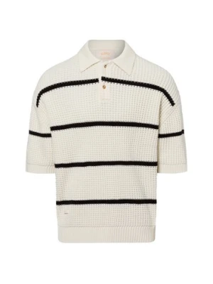 BLKVIS Męski sweter z krótkim rękawem i zawartością wełny Mężczyźni Wełna biały w paski,