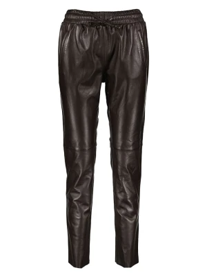 BLUE MONKEY Skórzane spodnie w kolorze brązowym rozmiar: 40