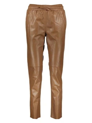 BLUE MONKEY Skórzane spodnie w kolorze jasnobrązowym rozmiar: 46
