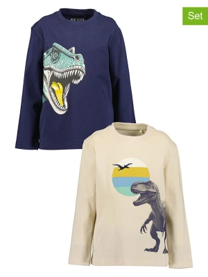 Blue Seven Koszulki (2 szt.) w kolorze beżowym i granatowym rozmiar: 128