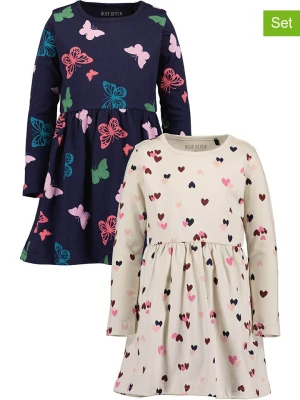 Blue Seven Sukienki (2 szt.) w kolorze beżowo-granatowym rozmiar: 122