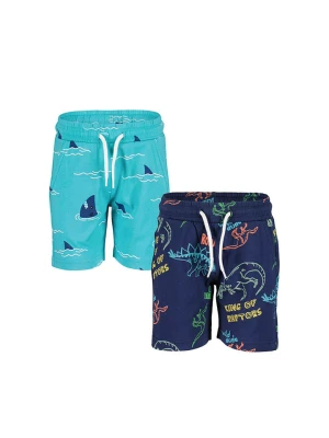 Blue Seven Szorty (2 pary) w kolorze granatowo-turkusowym ze wzorem rozmiar: 98