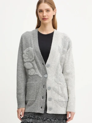 Blugirl Blumarine kardigan z domieszką wełny damski kolor szary ciepły RF5156.MA870