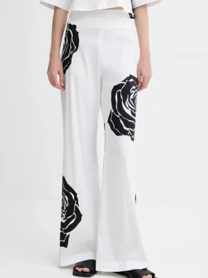Blugirl Blumarine spodnie damskie kolor biały szerokie high waist RA5042.T2993