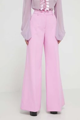 Blugirl Blumarine spodnie damskie kolor różowy szerokie high waist RA4129.T3191