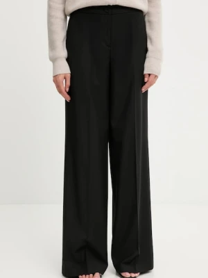 Blugirl Blumarine spodnie z dodatkiem wełny damskie kolor czarny szerokie high waist RF5267.T207A