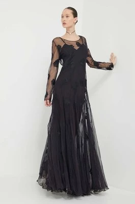 Blugirl Blumarine sukienka kolor czarny maxi rozkloszowana RA4068.J6393