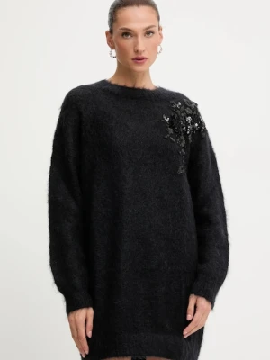 Blugirl Blumarine sukienka z domieszką wełny kolor czarny mini oversize RF5151.MS037