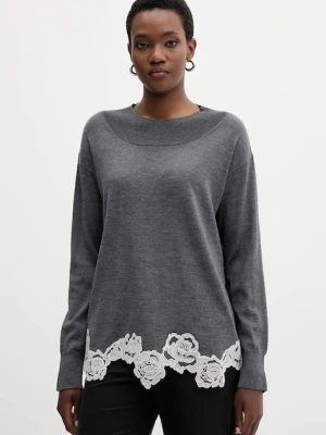 Blugirl Blumarine sweter wełniany damski kolor szary lekki RF5171.MA82O