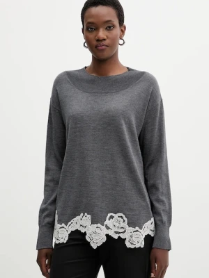 Blugirl Blumarine sweter wełniany damski kolor szary lekki RF5171.MA82O