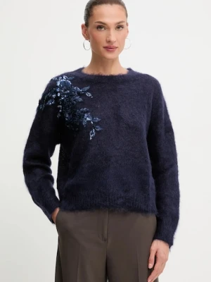 Blugirl Blumarine sweter z dodatkiem moheru damski kolor granatowy RF5082.MS037