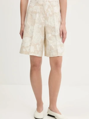 Blugirl Blumarine szorty z domieszką lnu damskie kolor beżowy wzorzyste high waist RA5128.T2942