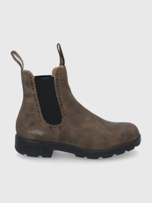 Blundstone Sztyblety skórzane 1351 damskie kolor brązowy na płaskim obcasie