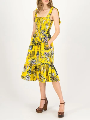 Blutsgeschwister Sukienka "Seaside Picknick Love" w kolorze żółto-czarnym rozmiar: XL