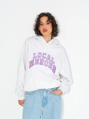 Bluza aura szara z rózowo-lawendowym napisem Local Heroes