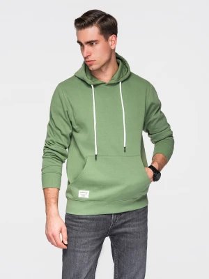 Bluza bawełniana męska dresowa BASIC kangurka z kapturem OM-SSBN-0270 - Rozmiar: XXL Ombre Clothing zielony