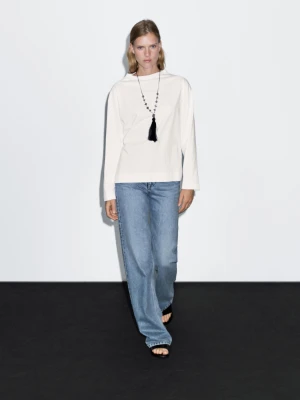 Zdjęcie produktu Bluza Bawełniana Z Długim Rękawem - Biały - - Massimo Dutti - Kobieta