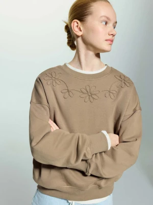 Bluza bawełniana z haftem brązowy - Dzieci - lata - MANGO KIDS