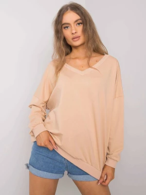 Bluza bez kaptura beżowy casual wkładane przez głowę dekolt w kształcie V rękaw długi Fancy