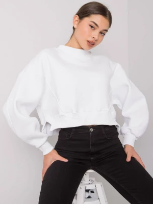 Bluza bez kaptura biały casual wkładane przez głowę dekolt półgolf rękaw długi długość krótka Basic feel good