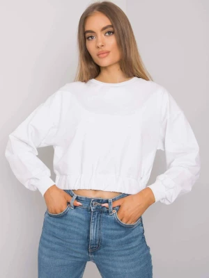 Bluza bez kaptura biały wkładane przez głowę dekolt okrągły rękaw długi długość krótka Basic feel good