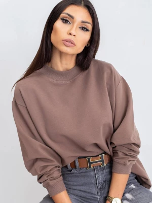 Bluza bez kaptura brązowy casual dekolt półgolf rękaw długi długość długa Basic feel good