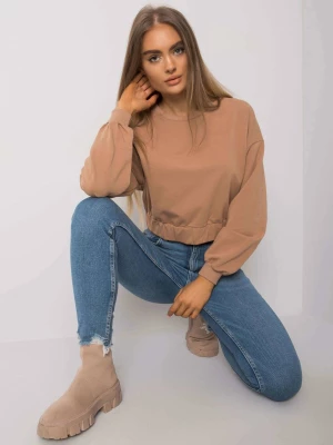 Bluza bez kaptura camelowy wkładane przez głowę dekolt okrągły rękaw długi długość krótka Basic feel good