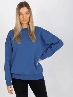 Bluza bez kaptura ciemny niebieski casual dekolt okrągły rękaw długi Relevance