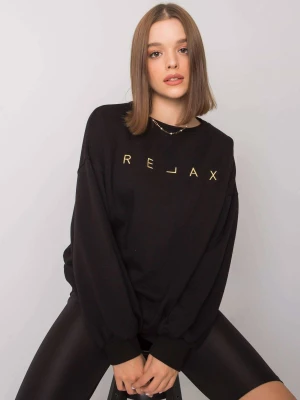 Bluza bez kaptura czarny casual dekolt okrągły rękaw długi Ex moda