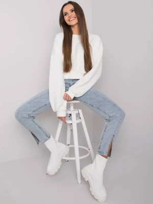 Bluza bez kaptura ecru casual wkładane przez głowę dekolt okrągły rękaw długi długość krótka pikowanie Basic feel good