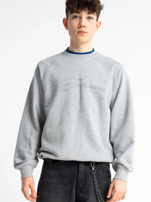 Bluza bez kaptura LOOSE szary melanż z nadrukiem z przodu Reporter