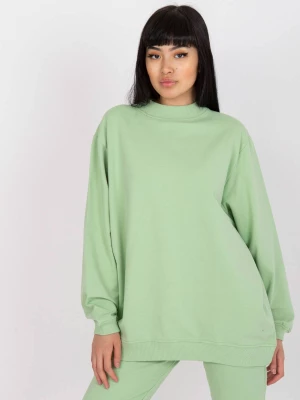 Bluza bez kaptura pistacjowy casual sportowy dekolt półgolf rękaw długi Basic feel good