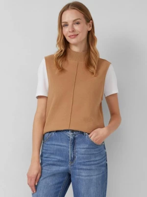 Bluza bez rękawów z prążkowaną stójką s.Oliver brązowy