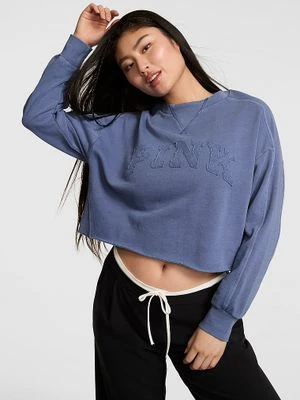 PINK Bluza bawełniana Campus Terry z surowym wykończeniem Victoria's Secret