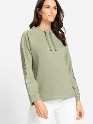 Bluza damska Cora Jersey z wiskozą i dekoracyjnymi wstawkami na rękawach - Digital Garden Olsen